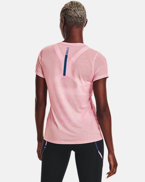 เสื้อยืด UA Run Anywhere Breeze สำหรับผู้หญิง in Pink image number 1
